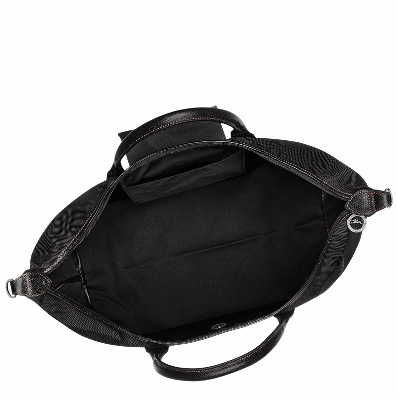 Black Longchamp Boxford M Travel bag - Recycled canvas UK | L1625080001-