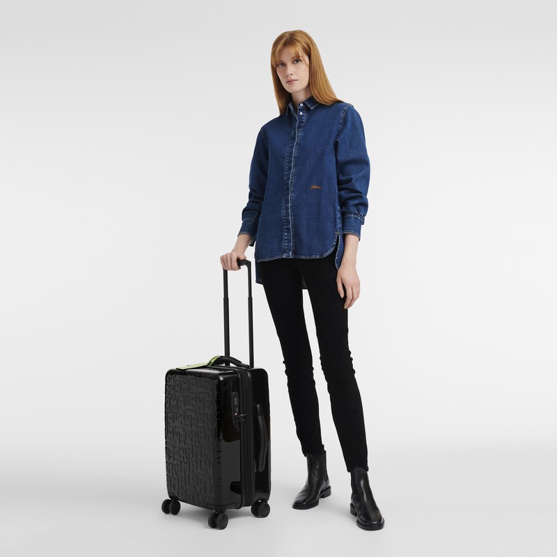 Black Longchamp LGP Travel M Suitcase - Polycarbonate UK | 24024423001-