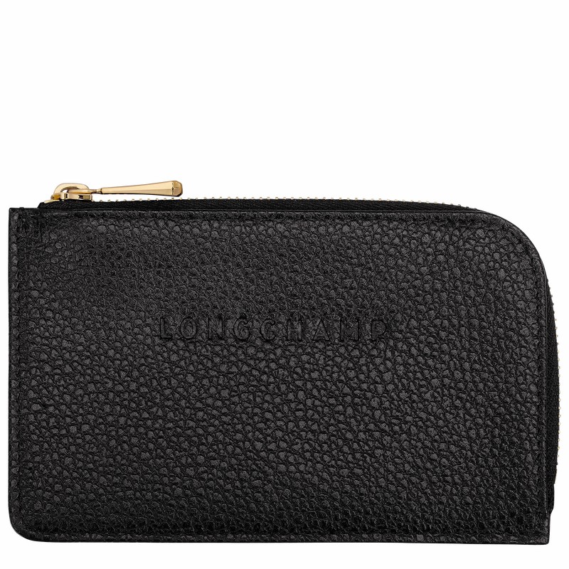 Black Longchamp Le FOULONNÉ Card holder - Leather UK | 30036021001-