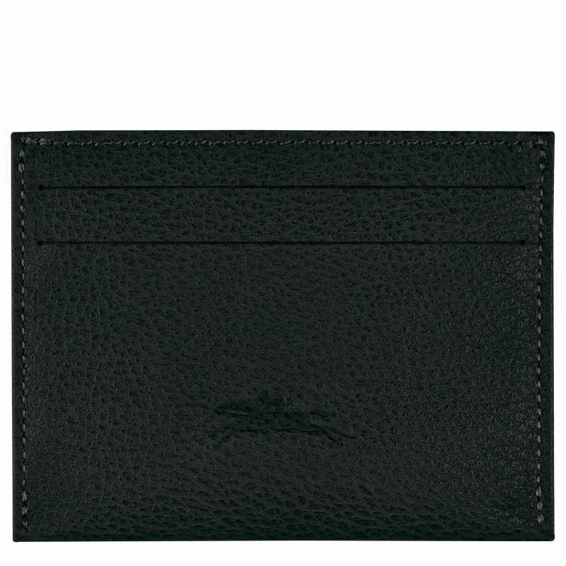 Black Longchamp Le FOULONNÉ Cardholder - Leather UK | L3218021001