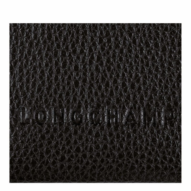 Black Longchamp Le FOULONNÉ Cardholder - Leather UK | L3218021001