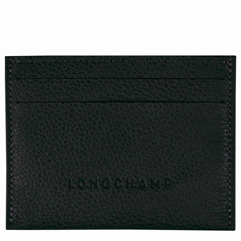 Black Longchamp Le FOULONNÉ Cardholder - Leather UK | L3218021001