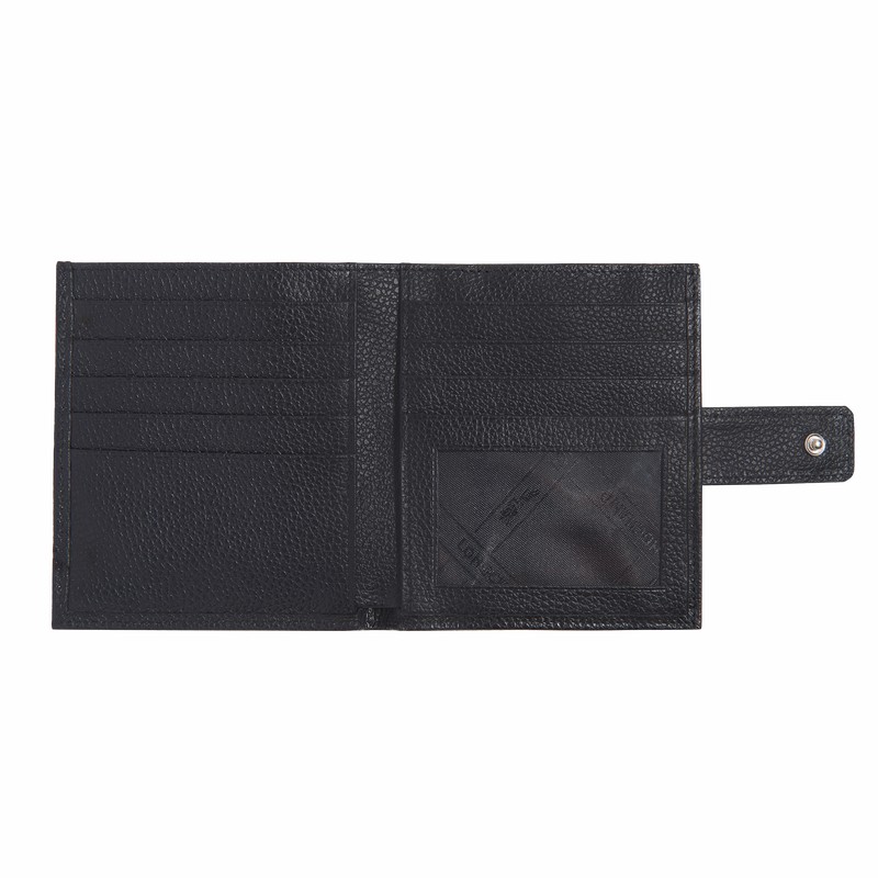 Black Longchamp Le FOULONNÉ Compact wallet - Leather UK | L4961021001