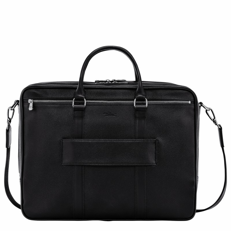 Black Longchamp Le FOULONNÉ L Briefcase - Leather UK | L2129021047