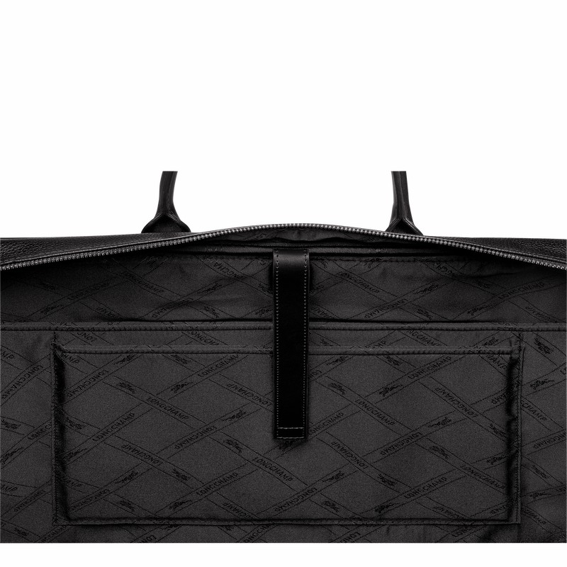 Black Longchamp Le FOULONNÉ L Briefcase - Leather UK | L2129021047