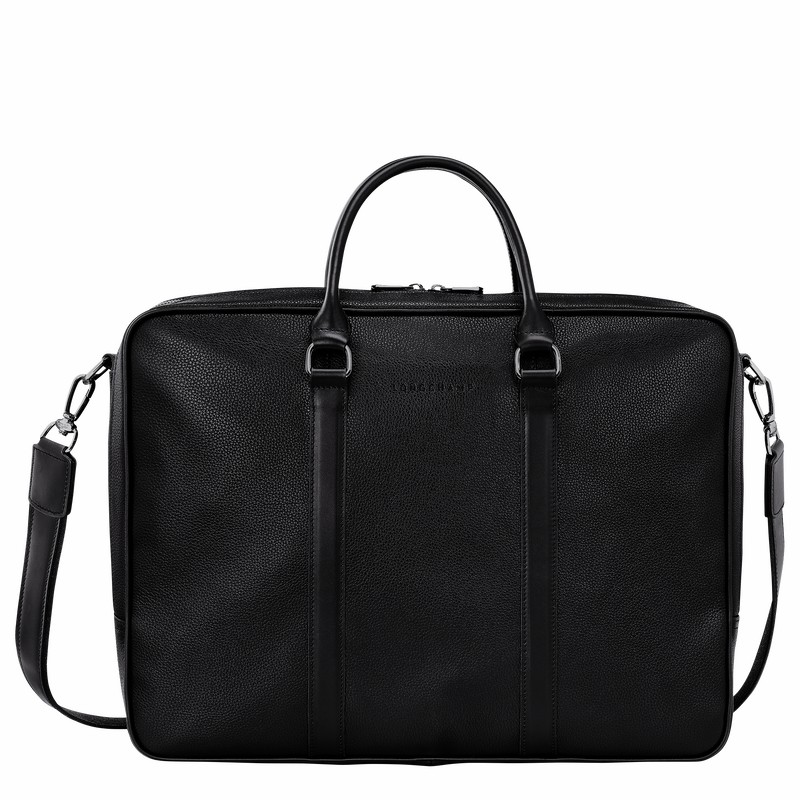 Black Longchamp Le FOULONNÉ L Briefcase - Leather UK | L2129021047