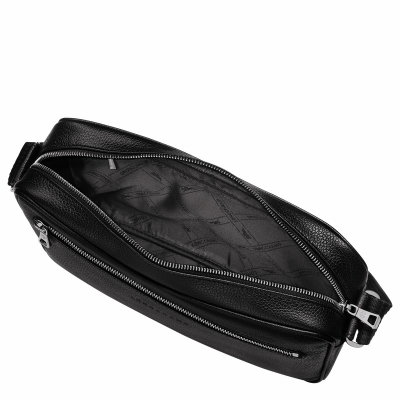 Black Longchamp Le FOULONNÉ M Camera bag - Leather UK | 20044021047