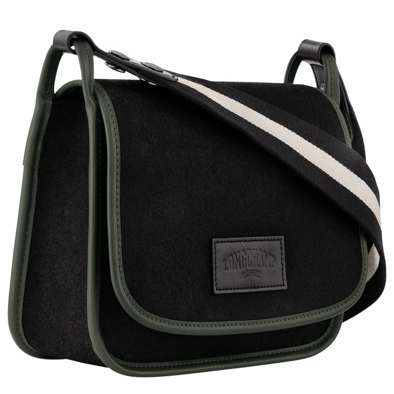 Black Longchamp Le FOULONNÉ M Crossbody bag - Canvas UK | 10135HFN001