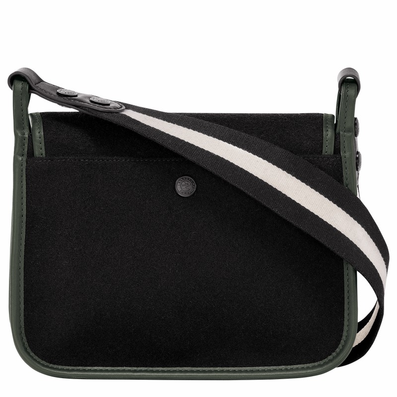 Black Longchamp Le FOULONNÉ M Crossbody bag - Canvas UK | 10135HFN001