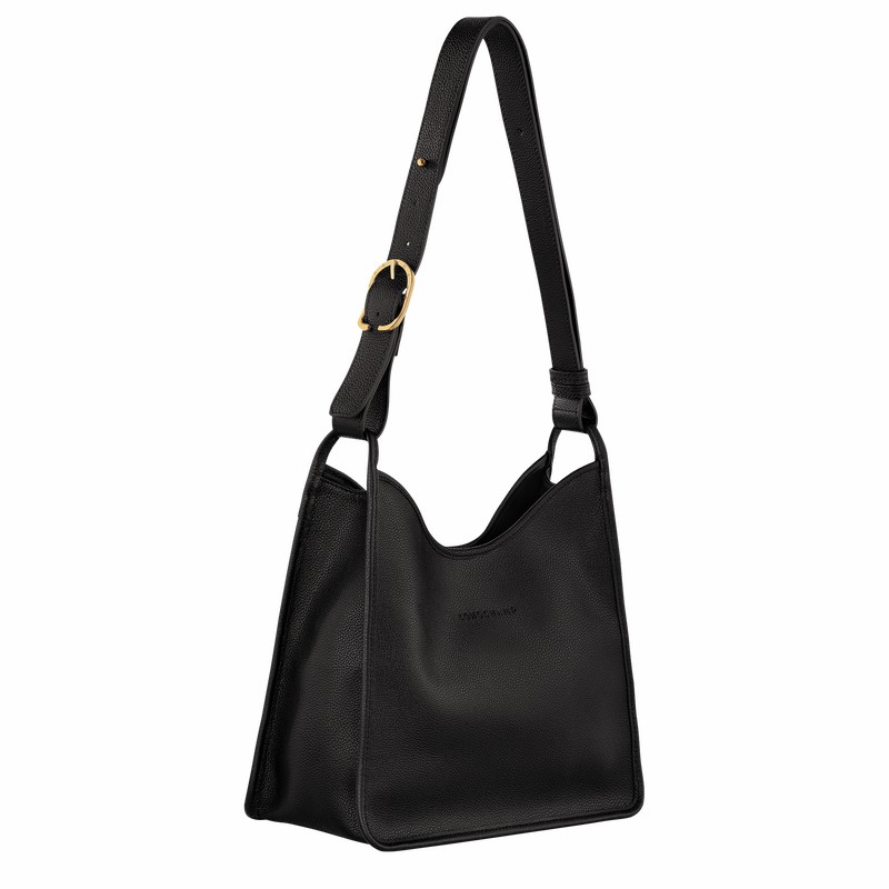 Black Longchamp Le FOULONNÉ M Hobo bag - Leather UK | 10155021001