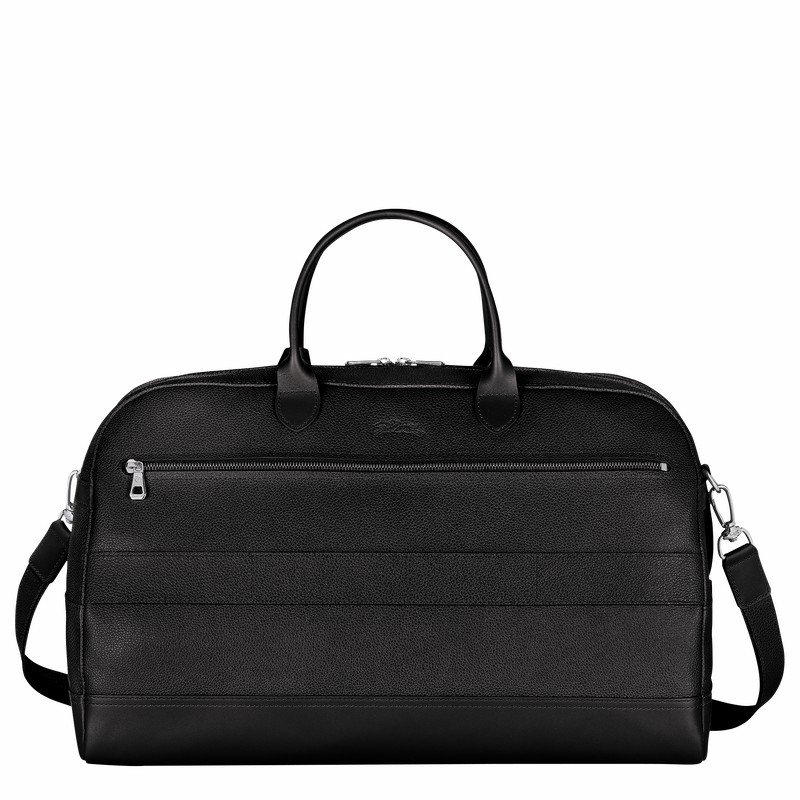 Black Longchamp Le FOULONNÉ M Travel bag - Leather UK | L1302021047-