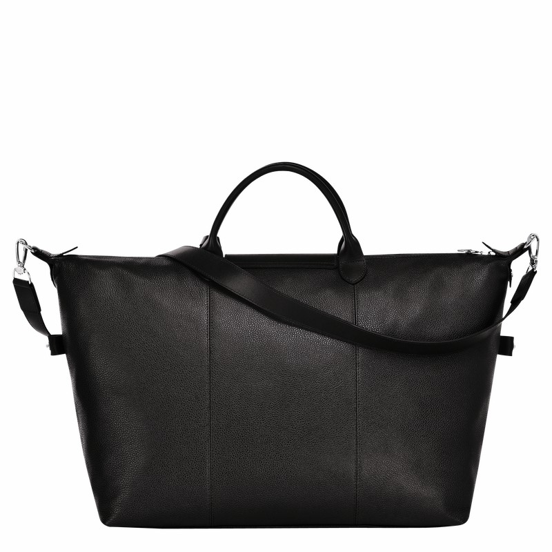 Black Longchamp Le FOULONNÉ M Travel bag - Leather UK | L1625021047-