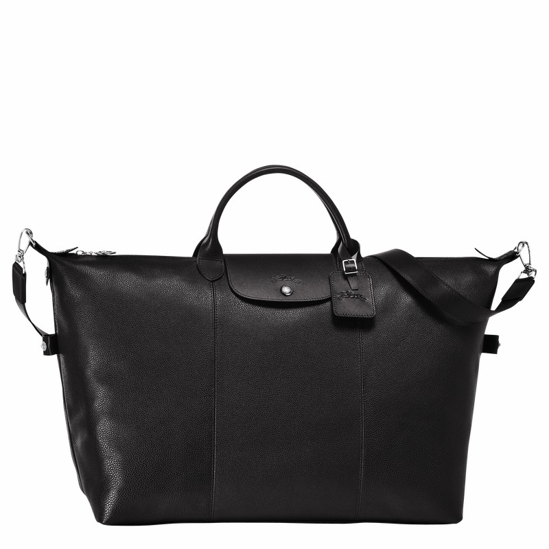 Black Longchamp Le FOULONNÉ M Travel bag - Leather UK | L1625021047-