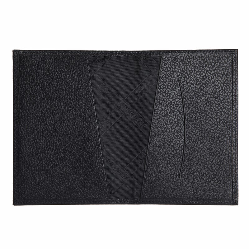 Black Longchamp Le FOULONNÉ Passport cover - Leather UK | L3416021US001-