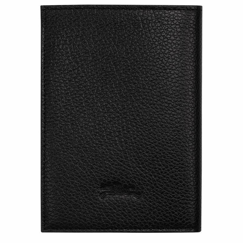 Black Longchamp Le FOULONNÉ Passport cover - Leather UK | L3416021001