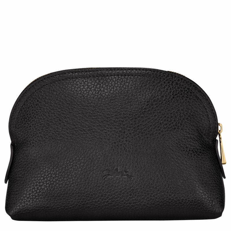 Black Longchamp Le FOULONNÉ Pouch - Leather UK | L2527021001