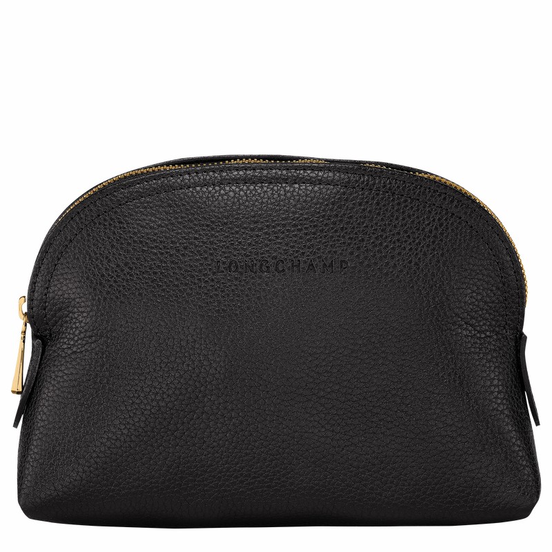 Black Longchamp Le FOULONNÉ Pouch - Leather UK | L2527021001