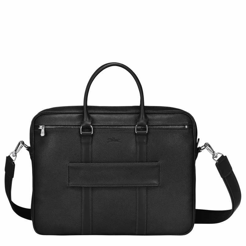 Black Longchamp Le FOULONNÉ S Briefcase - Leather UK | L2122021047