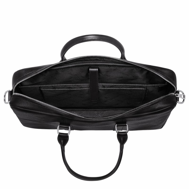 Black Longchamp Le FOULONNÉ S Briefcase - Leather UK | L2122021047