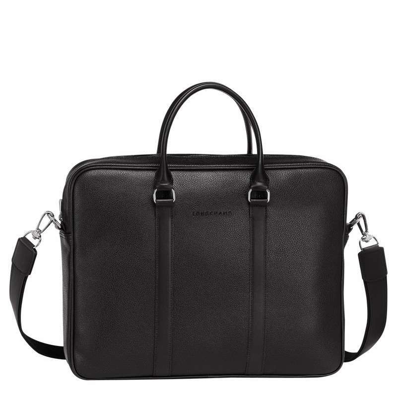 Black Longchamp Le FOULONNÉ S Briefcase - Leather UK | L2122021047