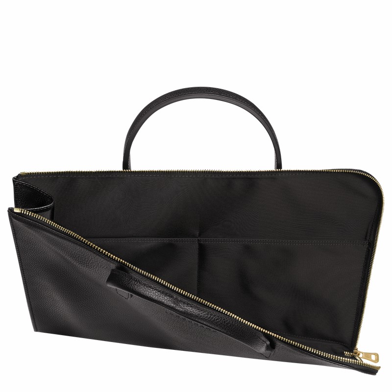 Black Longchamp Le FOULONNÉ S Briefcase - Leather UK | L2115021001