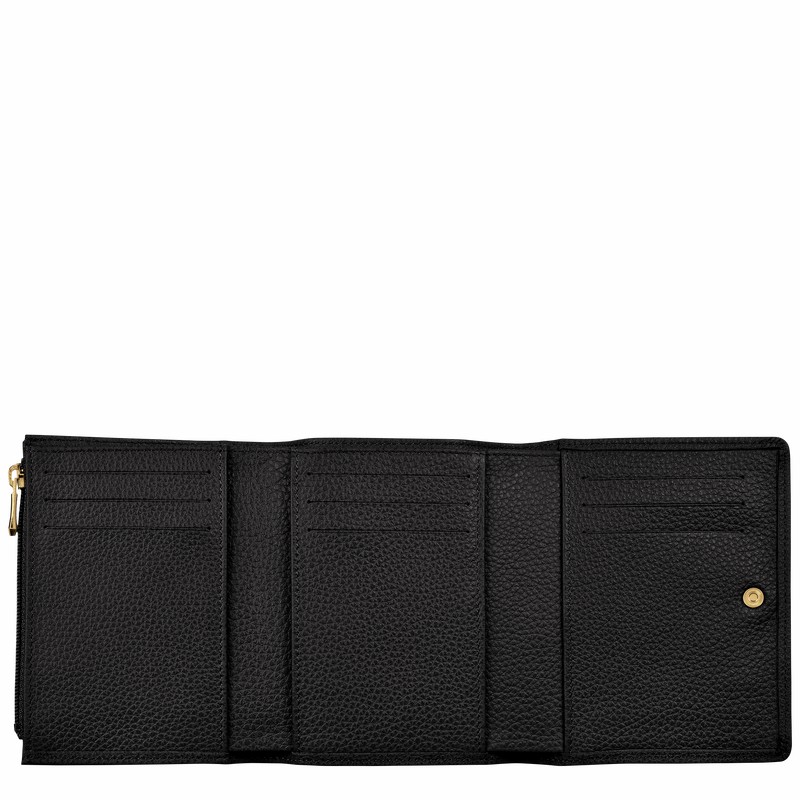 Black Longchamp Le FOULONNÉ Wallet - Leather UK | 30021021001-