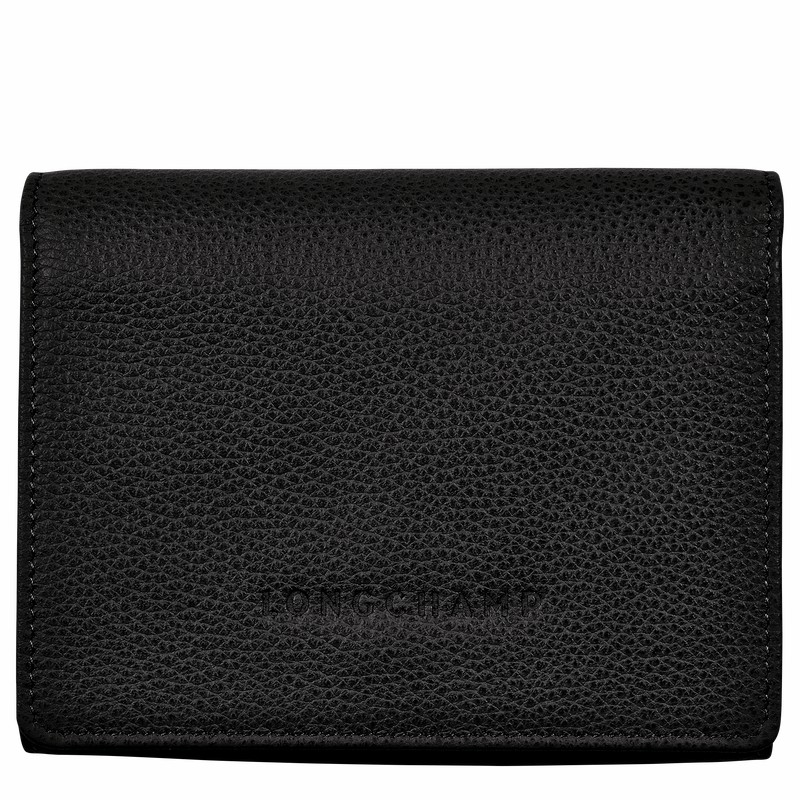 Black Longchamp Le FOULONNÉ Wallet - Leather UK | 30021021001-