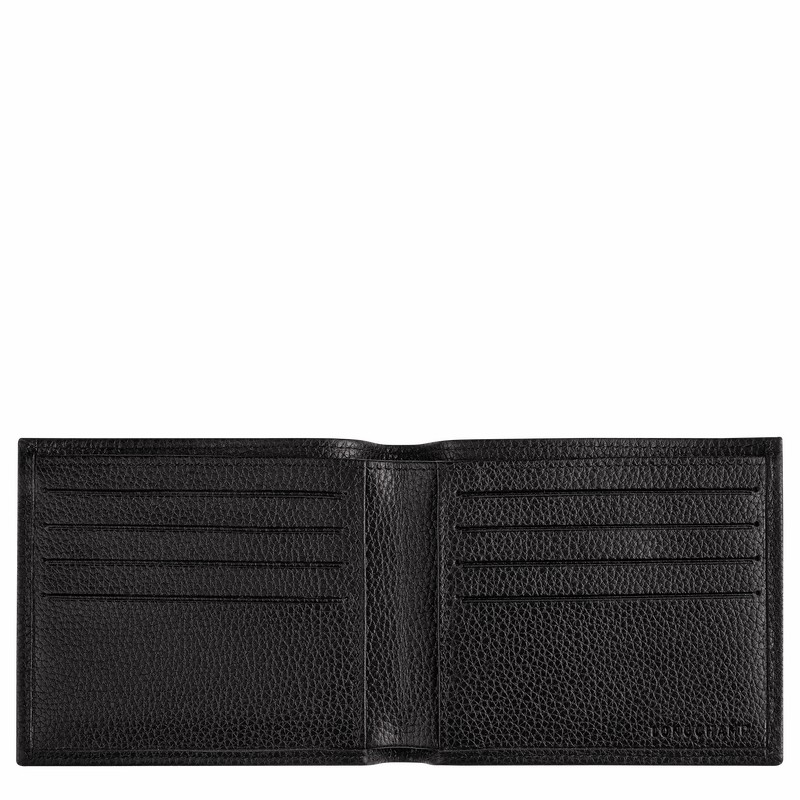 Black Longchamp Le FOULONNÉ Wallet - Leather UK | L3508021047