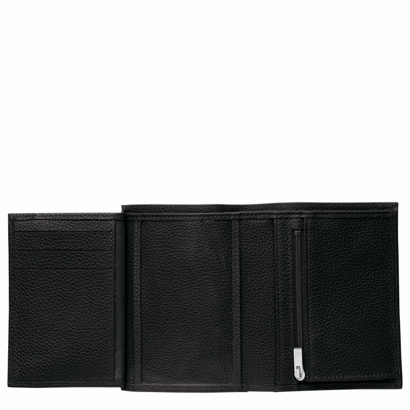 Black Longchamp Le FOULONNÉ Wallet - Leather UK | L3528021047