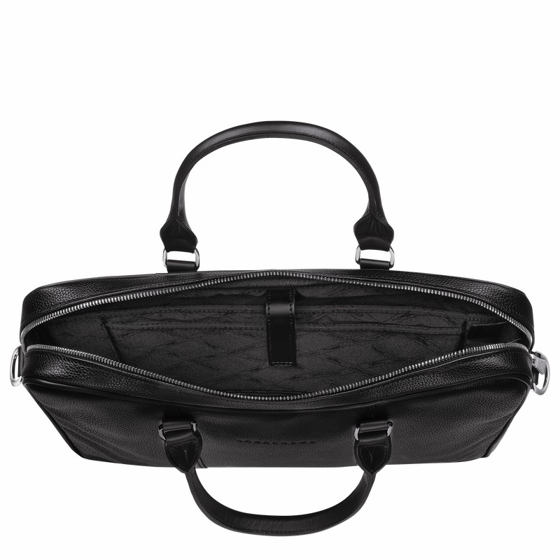 Black Longchamp Le FOULONNÉ XS Briefcase - Leather UK | L2121021047