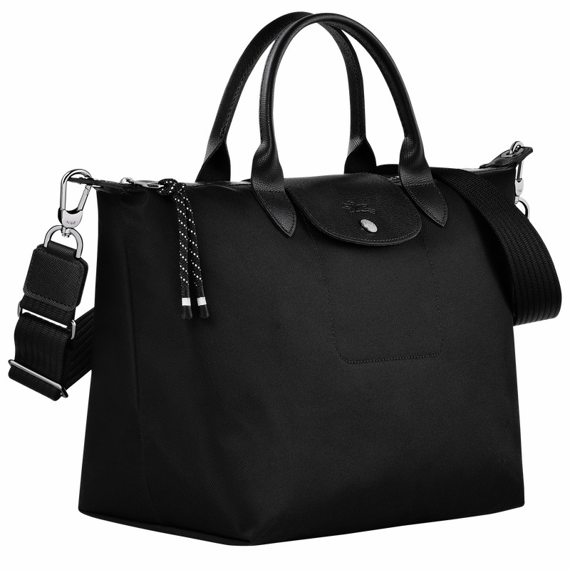 Black Longchamp Le Pliage Energy L Handbag - Recycled canvas UK | L1515HSR001-