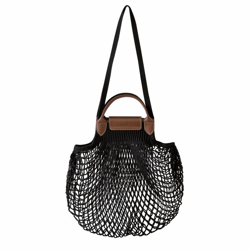 Black Longchamp Le Pliage Filet L Mesh bag - Canvas UK | 10121HVH001