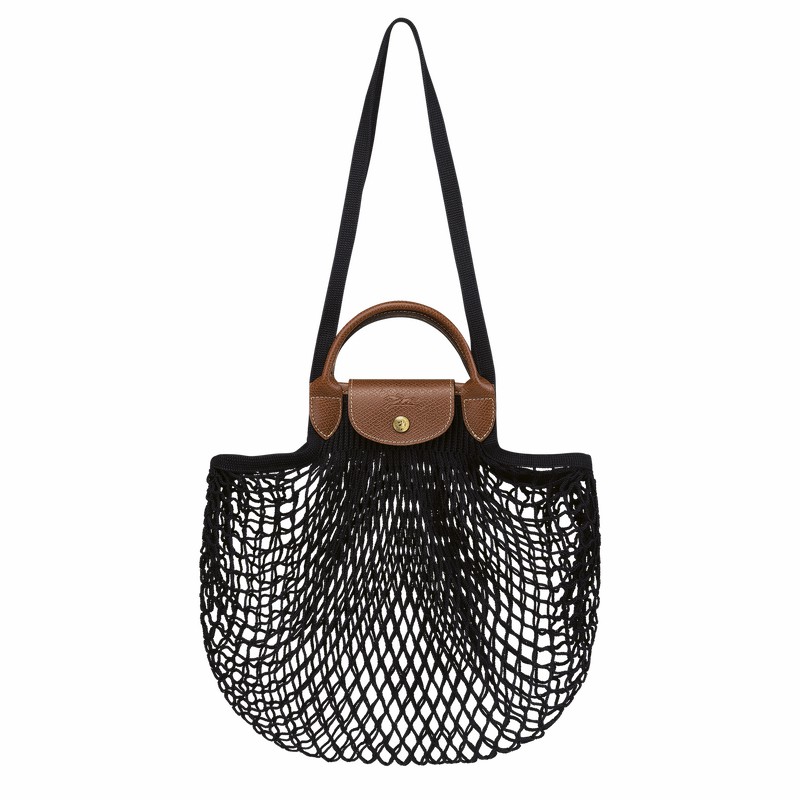 Black Longchamp Le Pliage Filet L Mesh bag - Canvas UK | 10121HVH001