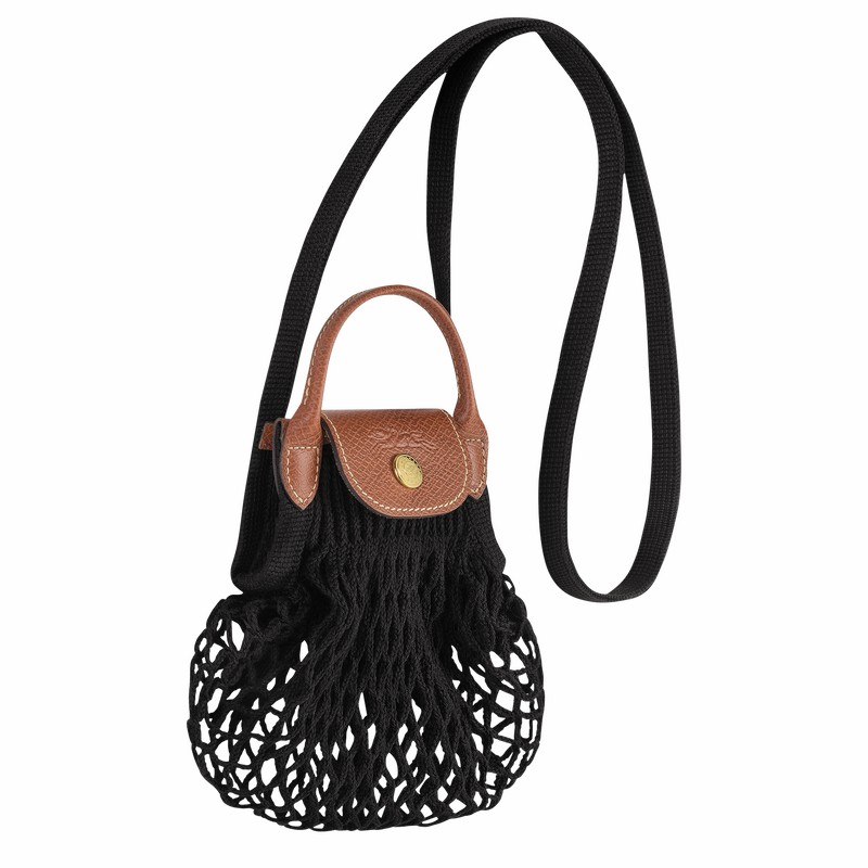 Black Longchamp Le Pliage Filet XS Mesh bag - Canvas UK | 10139HVH001