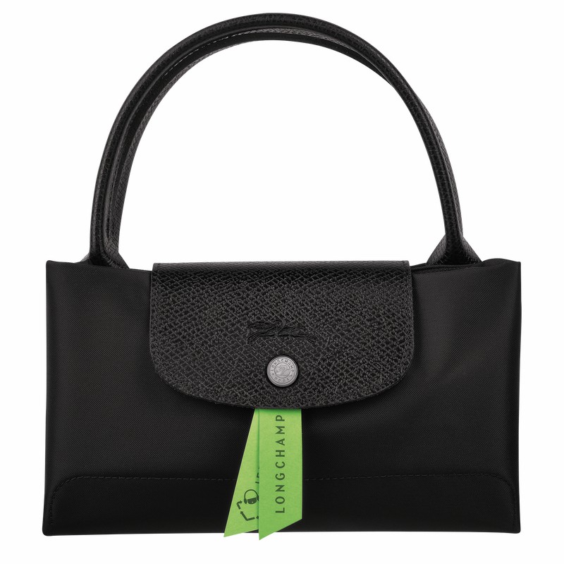 Black Longchamp Le Pliage Green M Handbag - Recycled canvas UK | L1623919001