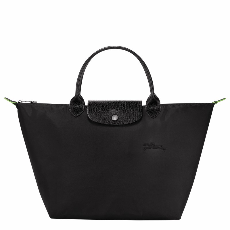 Black Longchamp Le Pliage Green M Handbag - Recycled canvas UK | L1623919001