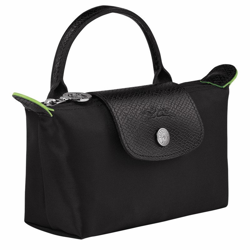 Black Longchamp Le Pliage Green Pouch with handle - Recycled canvas UK | 34175919001-