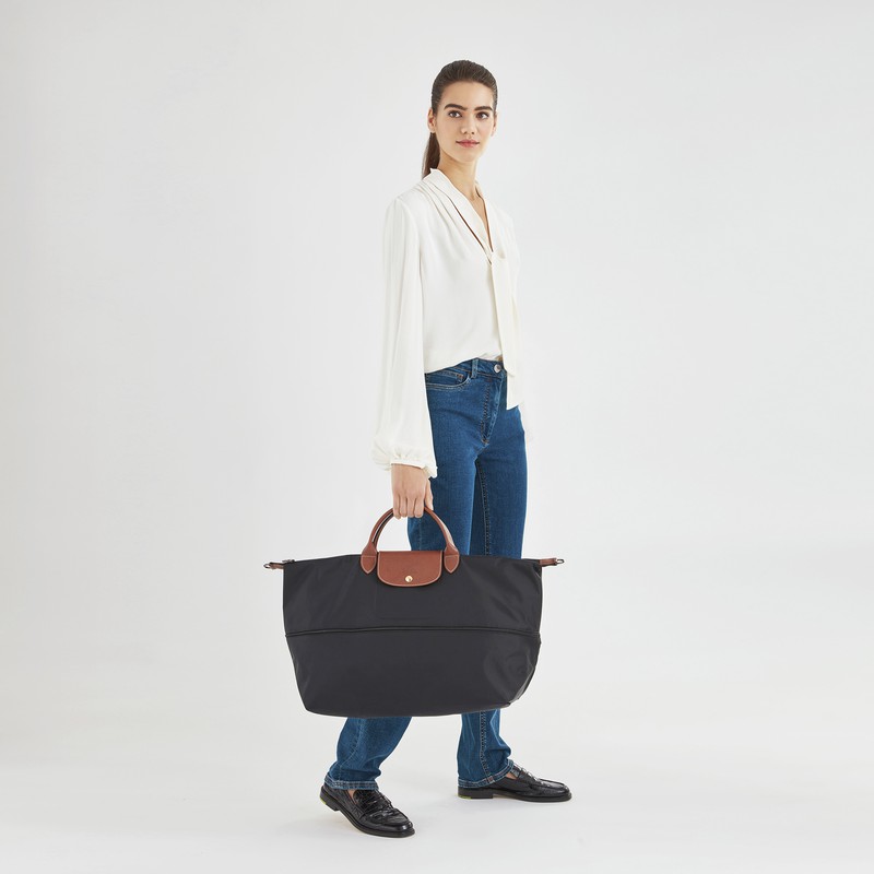 Black Longchamp Le Pliage Original Travel bag expandable - Recycled canvas UK | L1911089001