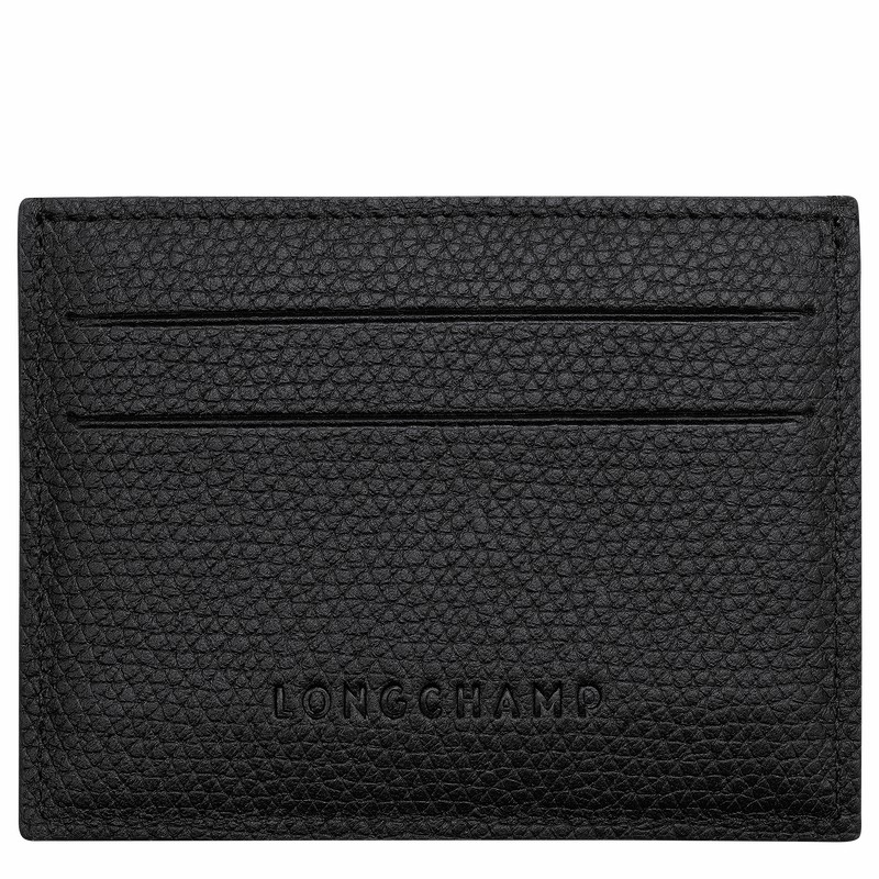 Black Longchamp Le Roseau Card holder - Leather UK | L3218HFP001