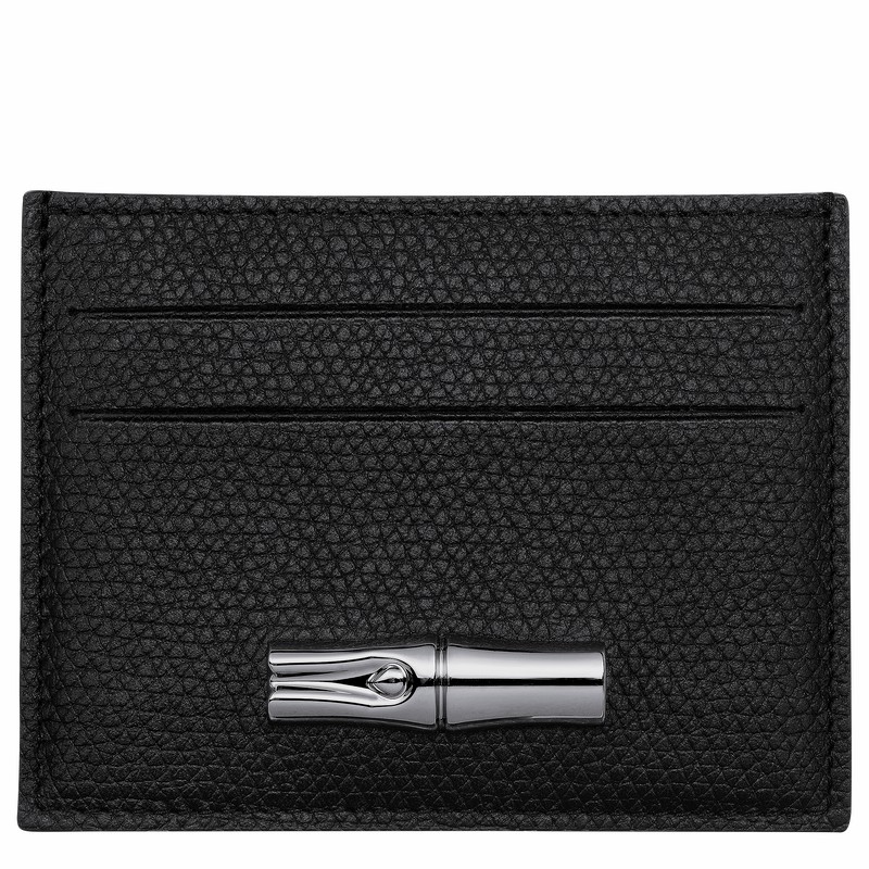 Black Longchamp Le Roseau Card holder - Leather UK | L3218HFP001