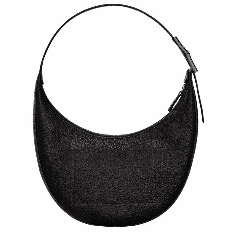 Black Longchamp Le Roseau Essential M Hobo bag - Leather UK | 10218968001