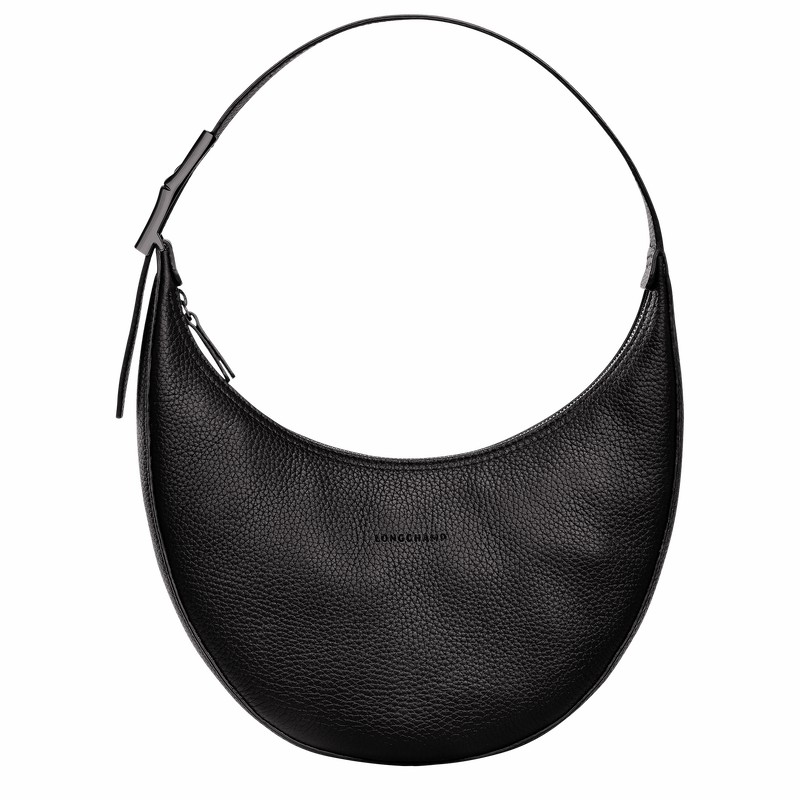 Black Longchamp Le Roseau Essential M Hobo bag - Leather UK | 10218968001