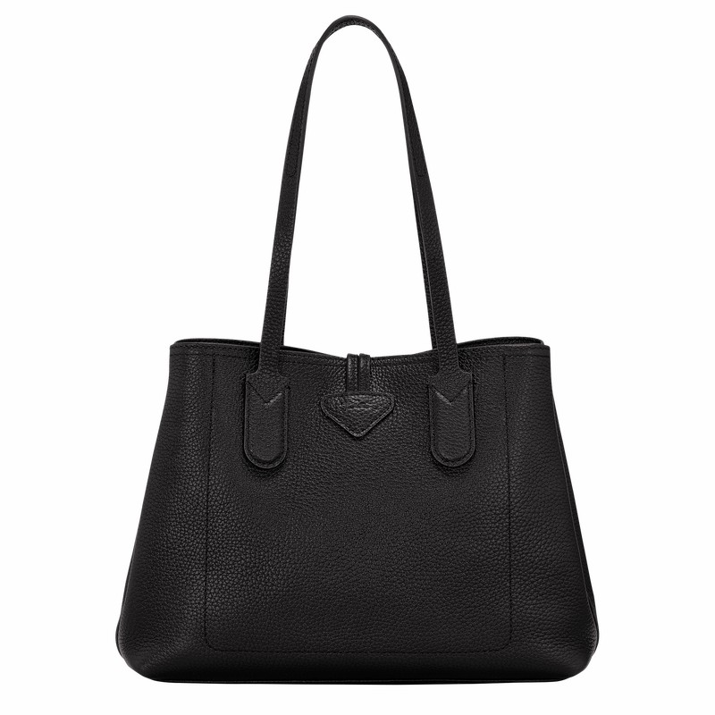 Black Longchamp Le Roseau Essential M Tote bag - Leather UK | 10183968001