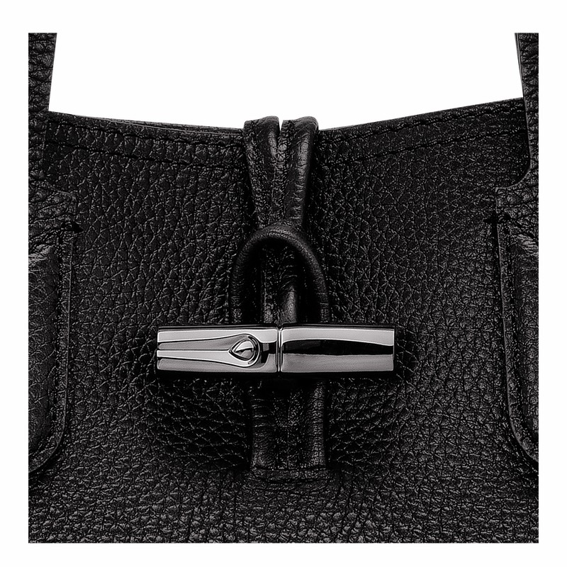 Black Longchamp Le Roseau Essential M Tote bag - Leather UK | 10183968001