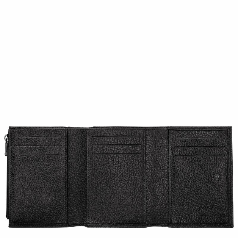 Black Longchamp Le Roseau Essential Wallet - Leather UK | 30021968001