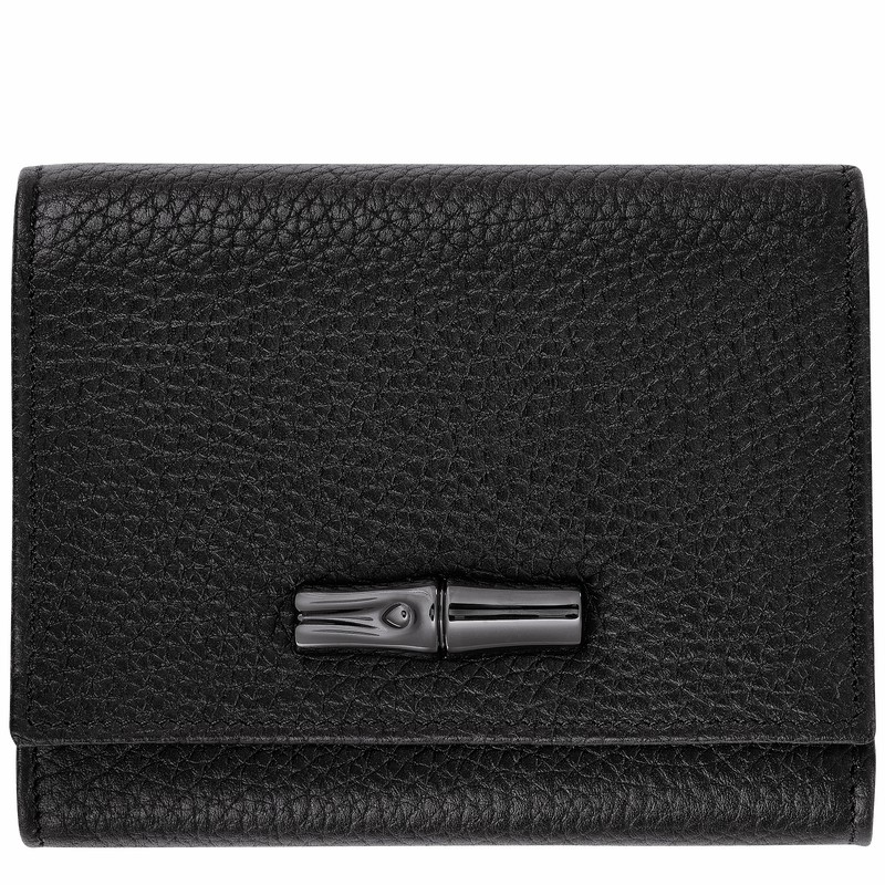 Black Longchamp Le Roseau Essential Wallet - Leather UK | 30021968001