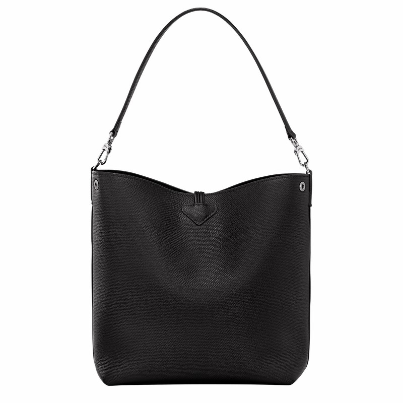 Black Longchamp Le Roseau M Shoulder bag - Leather UK | 10281HFP001