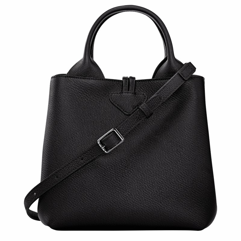 Black Longchamp Le Roseau S Handbag - Leather UK | 10273HFP001