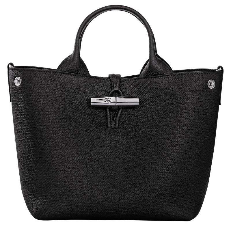 Black Longchamp Le Roseau S Handbag - Leather UK | 10273HFP001