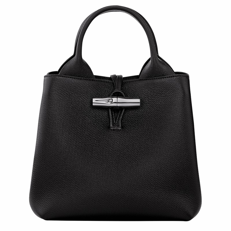 Black Longchamp Le Roseau S Handbag - Leather UK | 10273HFP001